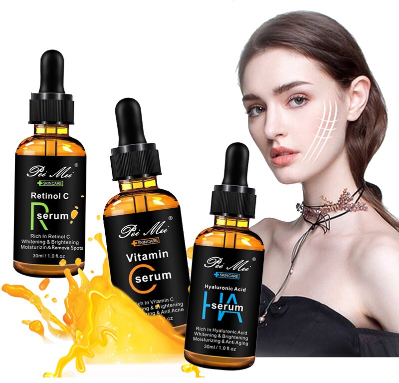 Anti Aging Hyaluronic Acid Face Essence Deep Moisturizing Skin Vitamin C Face Serum Fade Spots Dullness Retinol C Skincare Serum
