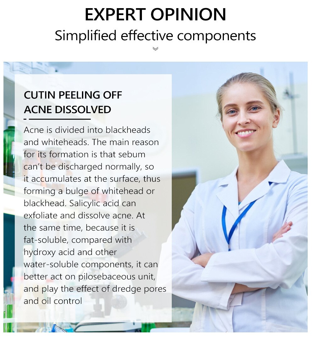 Salicylic Acid Facial Serum Improve Oily Skin Clean Pores Remove Blackhead Face Essence Relieves Redness Acne Treatment Solution