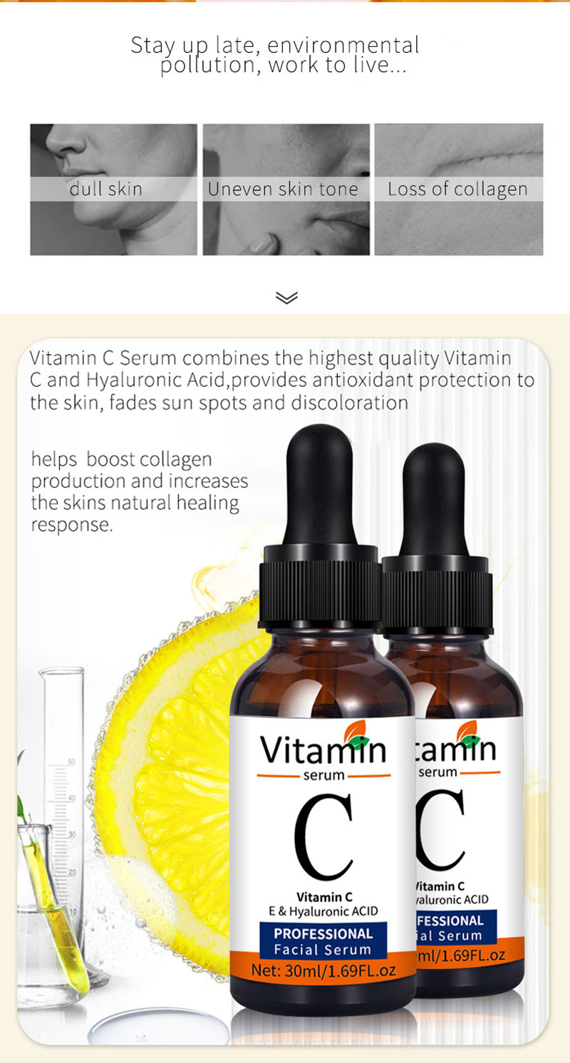 Vitamin C Facial Essence Nourish Skin Anti Oxidation Anti Wrinkle Repair Brighten Skin Tone Remove Stain Reduce Acne Care Serum