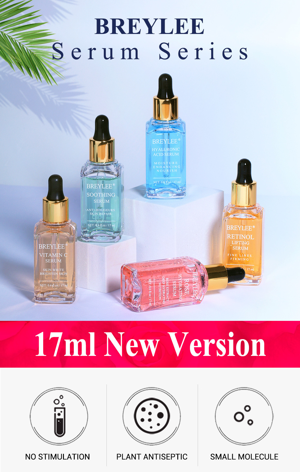 Face Serum Series Hyaluronic Acid Vitamin C Whitening Face Skin Care Rose Nourish 24k Gold Firm Soothing Repair Facial Essence