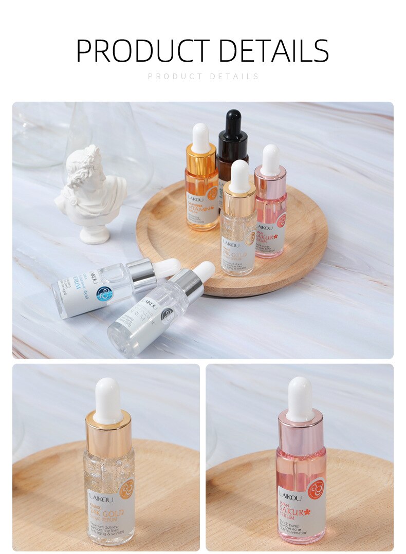 Skin Care Set Hyaluronic Acid Vitamin C 24K Gold Snail Moisturizing Essence Whitening Face Serum Korean Skin Care Products 17ML