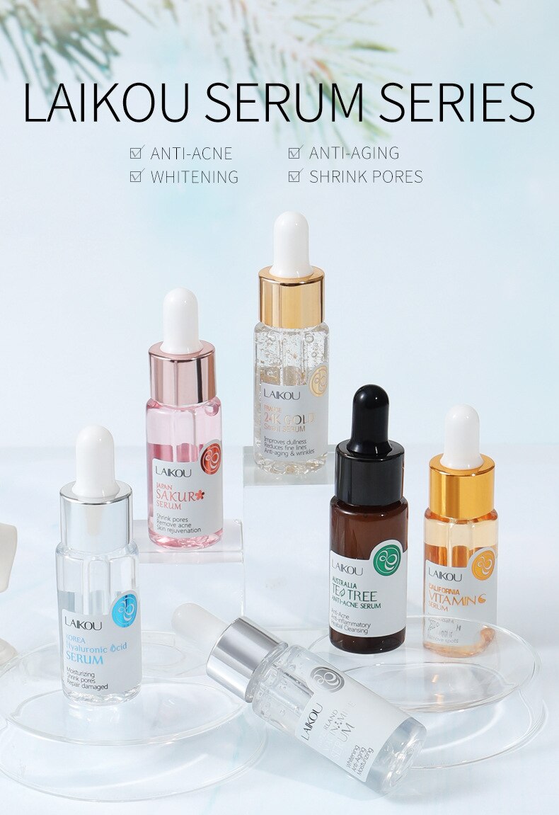 Skin Care Set Hyaluronic Acid Vitamin C 24K Gold Snail Moisturizing Essence Whitening Face Serum Korean Skin Care Products 17ML