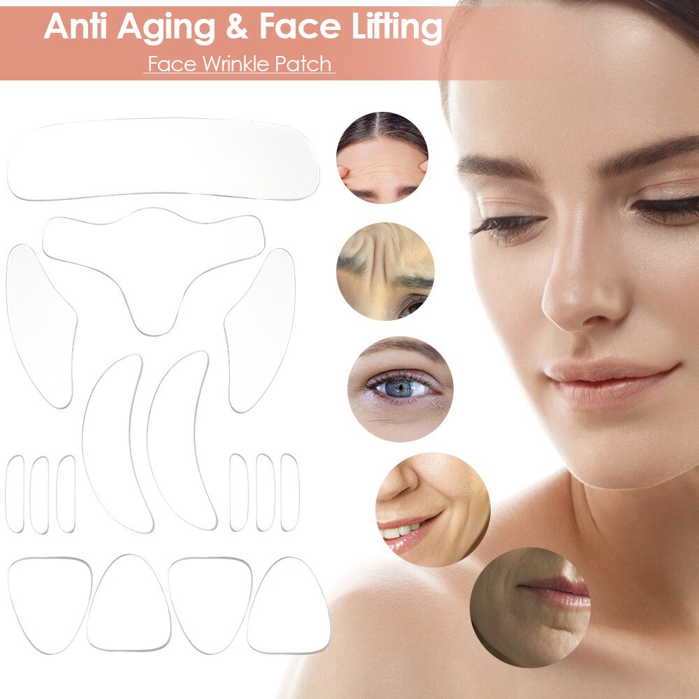 16 PCS/Set Reusable Silicone Wrinkle Removal Sticker Firming Skin Face Forehead Neck Eye Pad Skin Lifting Anti Aging Patch 16 PCS/Set Reusable Silicone Wrinkle Removal Sticker Firming Skin Face Forehead Neck Eye Pad Skin Lifting Anti Aging Patch