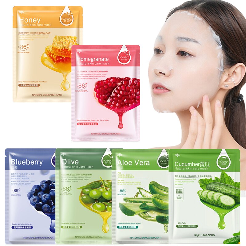 Skin Care Six Fruit Plant Facial Mask Moisturizing Oil-control Blueberry Cucumber Pomegranate Fruit Aloe Face Mask Skin Care Six Fruit Plant Facial Mask Moisturizing Oil-control Blueberry Cucumber Pomegranate Fruit Aloe Face Mask