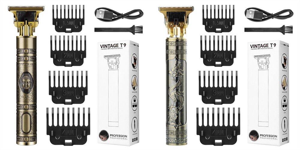 All Metal Vintage T9 Machine Women's Hair Clipper Hairdresser Professional Haircut Machine 0 Mm Nose and Ear Trimmer Finish Man