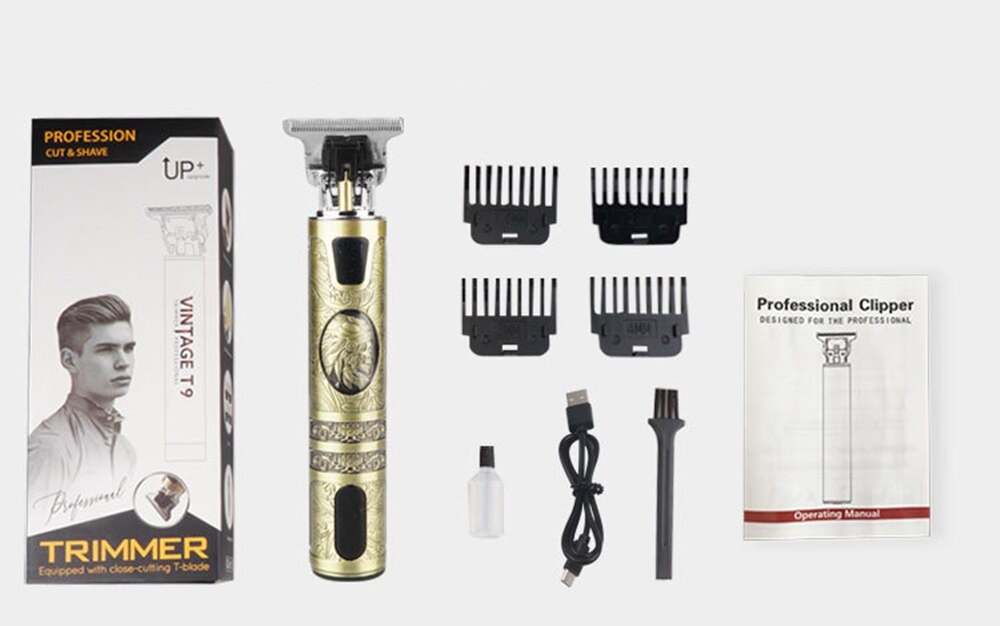All Metal Vintage T9 Machine Women's Hair Clipper Hairdresser Professional Haircut Machine 0 Mm Nose and Ear Trimmer Finish Man