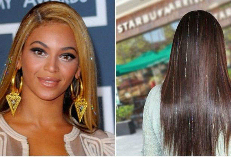 Sparkle Shiny Hair Tinsel Rainbow Silk Hair Extensions Dazzles Women Hippie for Braiding Headdress Long 100cm 120 Strands/bag