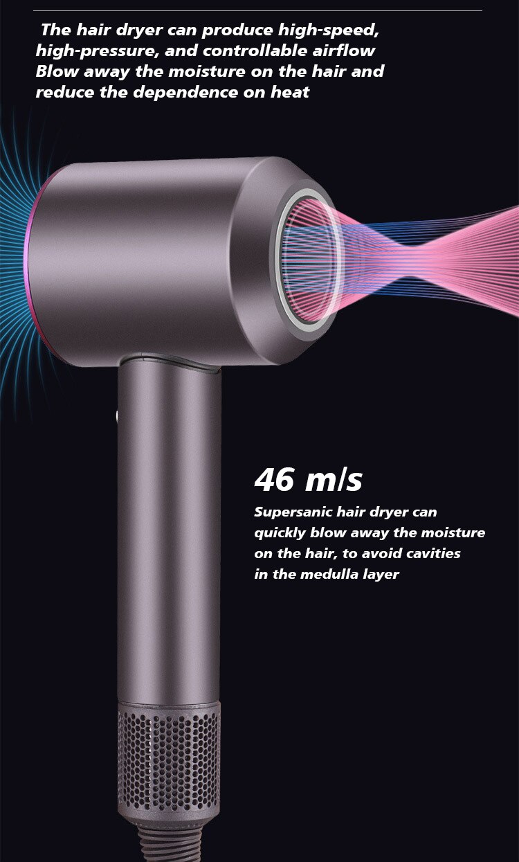 New Professional Hair Dryer With Flyaway Attachment Negative Ionic Premium HD08 Hair Dryers Multifunction Salon Style Tool