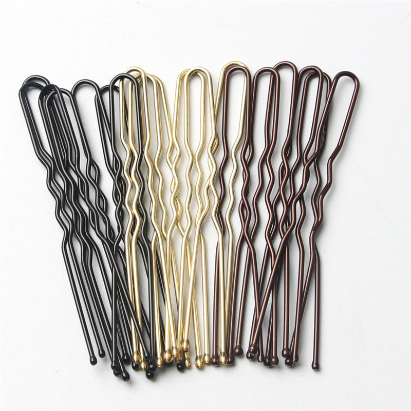 50 Pcs/Bag 5/6/7cm U Shaped Alloy Hairpins Waved Hair Clips Simple Metal Bobby Pins Barrettes Bridal Hairstyle Tools Hair Pins