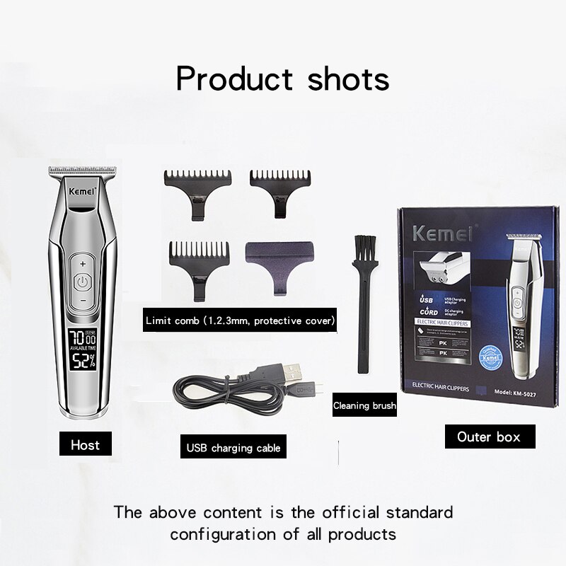 Kemei Professional Hair Clipper Beard Trimmer for Men Adjustable Speed LED Digital Hair Clipper Carving Clippers Electric Razor