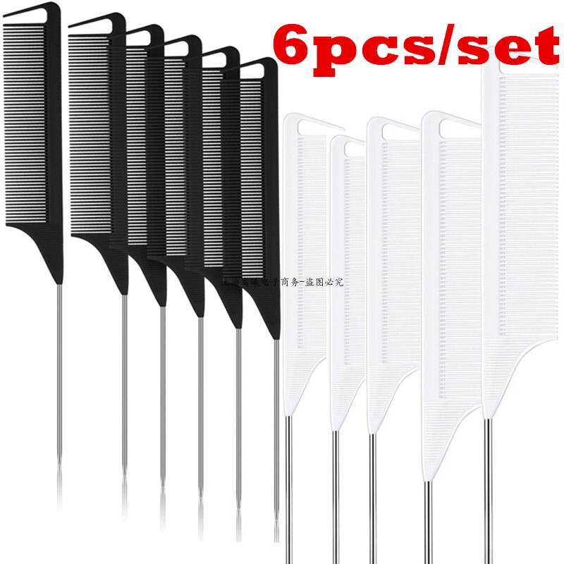 New  6Pcs Professional Hair Cricket Comb Heat Resistant Medium Cutting Carbon Comb Salon Antistatic Barber Styling Brush Tool
