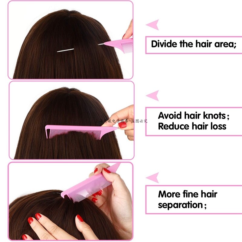 New  6Pcs Professional Hair Cricket Comb Heat Resistant Medium Cutting Carbon Comb Salon Antistatic Barber Styling Brush Tool
