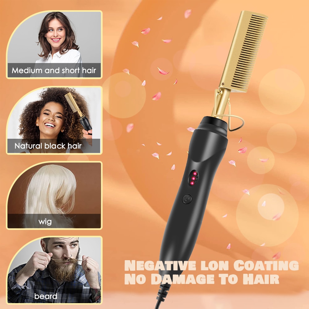 Leeons Black Hot Comb Hair Straightener Flat Iron Electric Hot Heating Comb Wet And Dry Hair Curler Straight Styler Curling Iron Leeons Black Hot Comb Hair Straightener Flat Iron Electric Hot Heating Comb Wet And Dry Hair Curler Straight Styler Curling Iron
