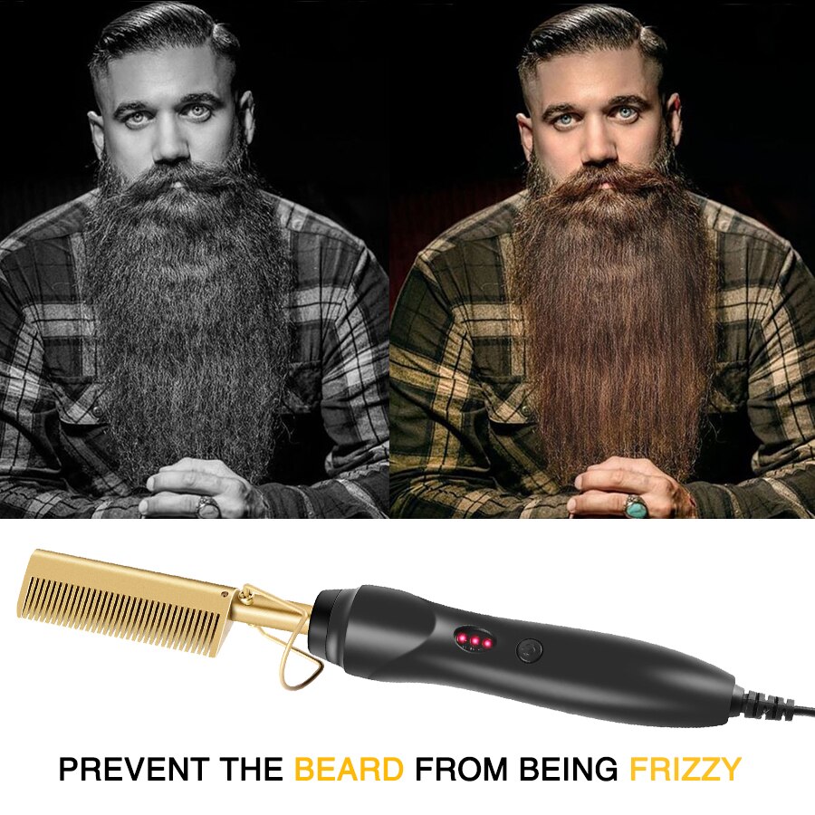 Leeons Black Hot Comb Hair Straightener Flat Iron Electric Hot Heating Comb Wet And Dry Hair Curler Straight Styler Curling Iron