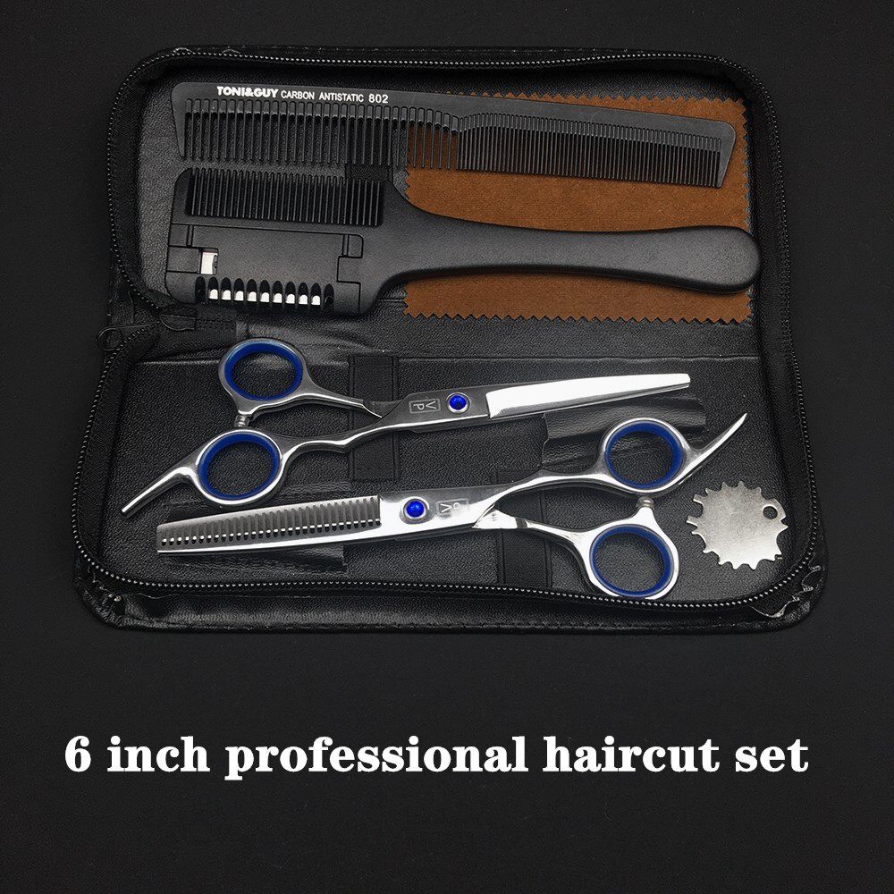 Professional Hairdressing Haircut Scissors 6 Inch 440C Barber Shop Hairdresser's Cutting Thinning Tools High Quality Salon Set