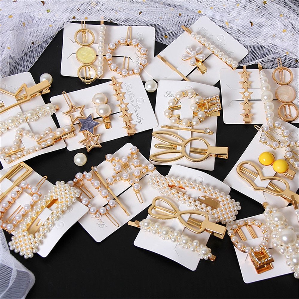 3pcs/set Women Girls Pearl Crystal Hairpins Side Clip Hair Jewelry Trendy Geometric Headwear Fashion Hair Accessories Barrettes 3pcs/set Women Girls Pearl Crystal Hairpins Side Clip Hair Jewelry Trendy Geometric Headwear Fashion Hair Accessories Barrettes
