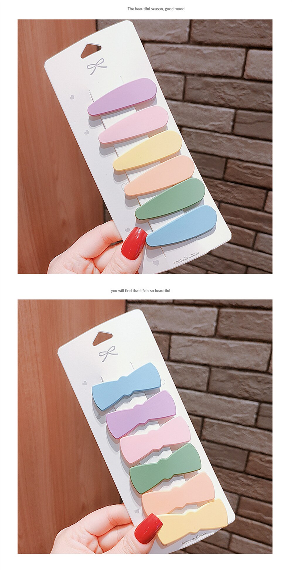 6Pcs/Set Hairgrip Candy Color Matte Hair Clip Rabbit Ears Oval Triangle Hairpins Women Girls Hair Accessories Geometric Barrette