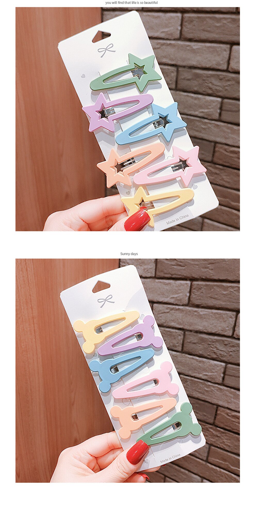6Pcs/Set Hairgrip Candy Color Matte Hair Clip Rabbit Ears Oval Triangle Hairpins Women Girls Hair Accessories Geometric Barrette