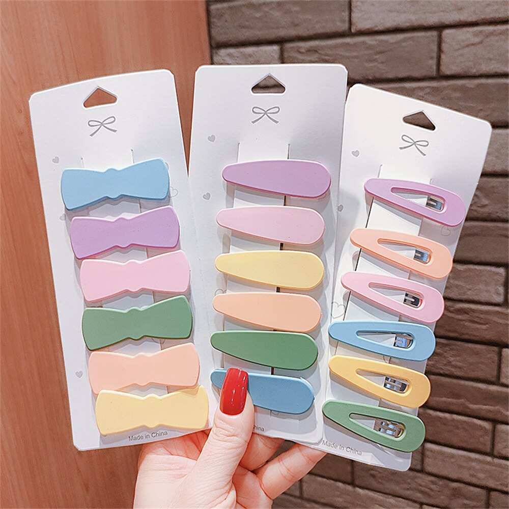 6Pcs/Set Hairgrip Candy Color Matte Hair Clip Rabbit Ears Oval Triangle Hairpins Women Girls Hair Accessories Geometric Barrette 6Pcs/Set Hairgrip Candy Color Matte Hair Clip Rabbit Ears Oval Triangle Hairpins Women Girls Hair Accessories Geometric Barrette
