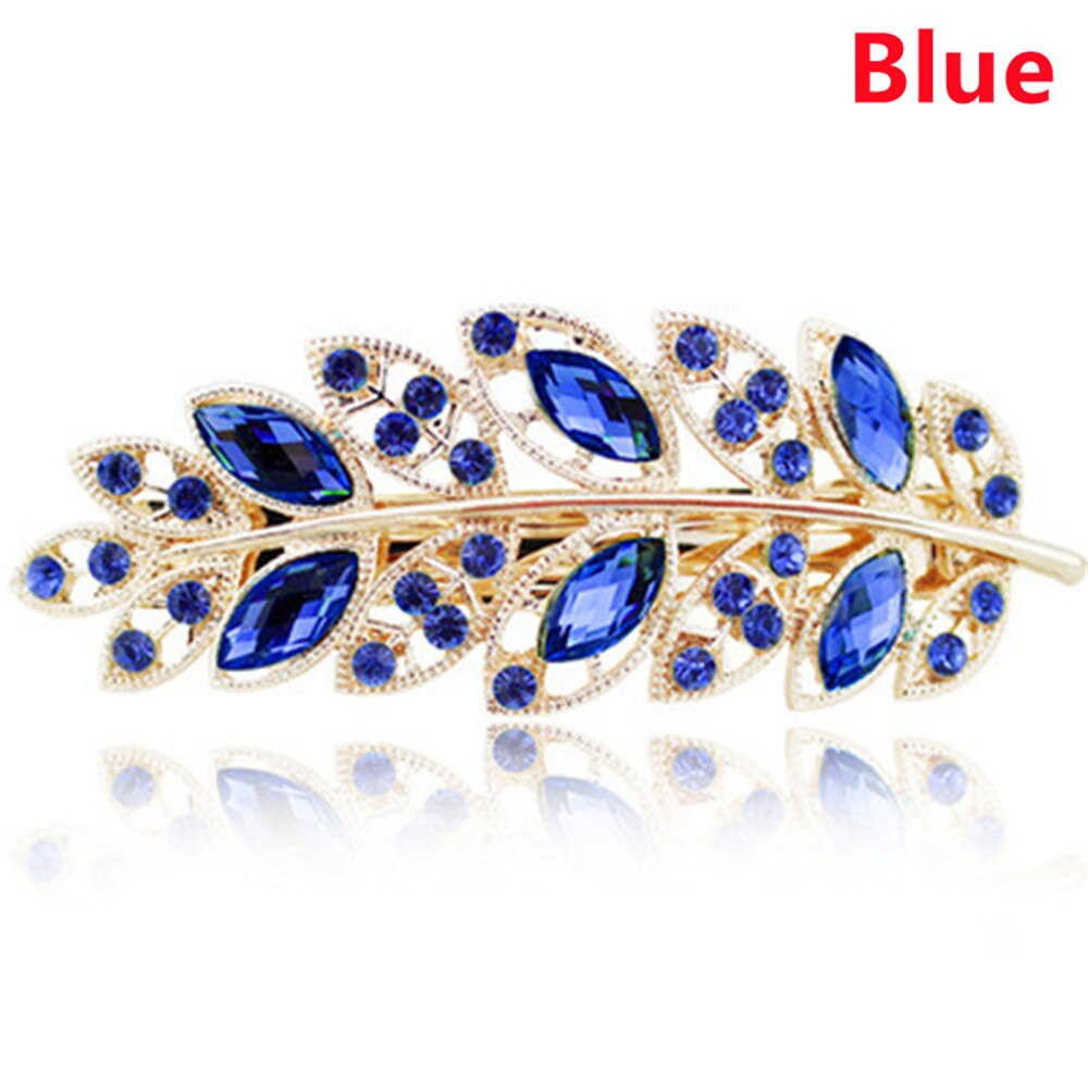 Beauty Women Fashion Hair Clip Creative Leaf Crystal Alloy Rhinestone Barrette Hairpin Headband Korean Hair Accessories