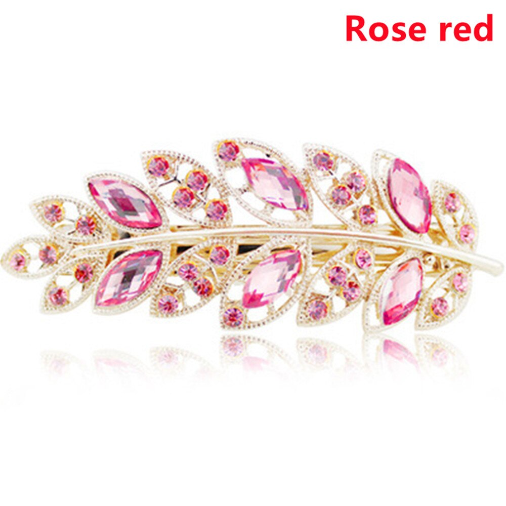 Beauty Women Fashion Hair Clip Creative Leaf Crystal Alloy Rhinestone Barrette Hairpin Headband Korean Hair Accessories