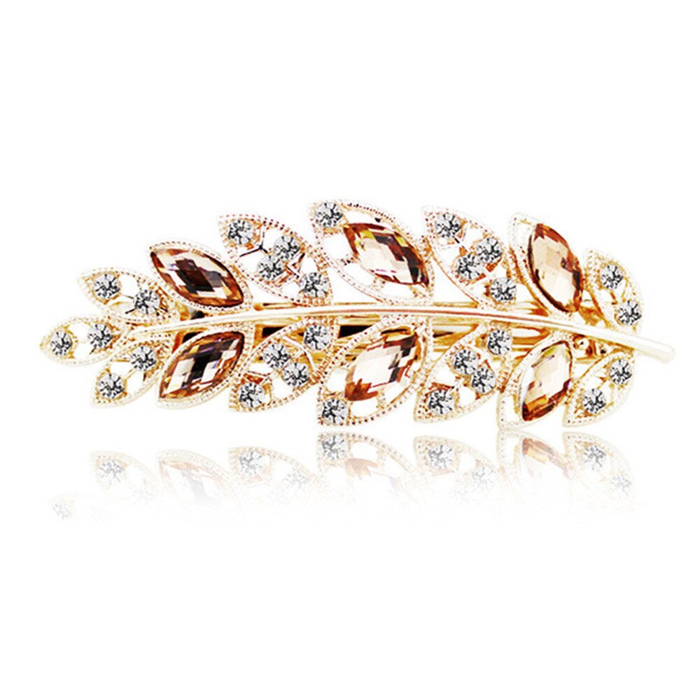 Beauty Women Fashion Hair Clip Creative Leaf Crystal Alloy Rhinestone Barrette Hairpin Headband Korean Hair Accessories Beauty Women Fashion Hair Clip Creative Leaf Crystal Alloy Rhinestone Barrette Hairpin Headband Korean Hair Accessories