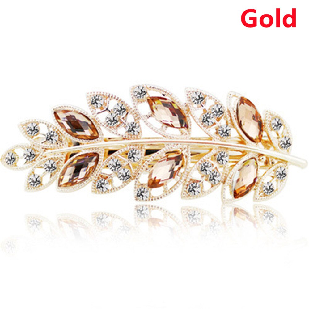 Beauty Women Fashion Hair Clip Creative Leaf Crystal Alloy Rhinestone Barrette Hairpin Headband Korean Hair Accessories