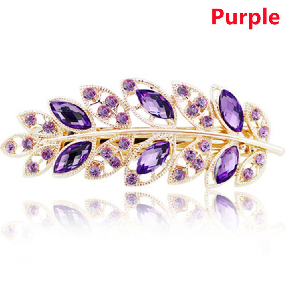 Beauty Women Fashion Hair Clip Creative Leaf Crystal Alloy Rhinestone Barrette Hairpin Headband Korean Hair Accessories
