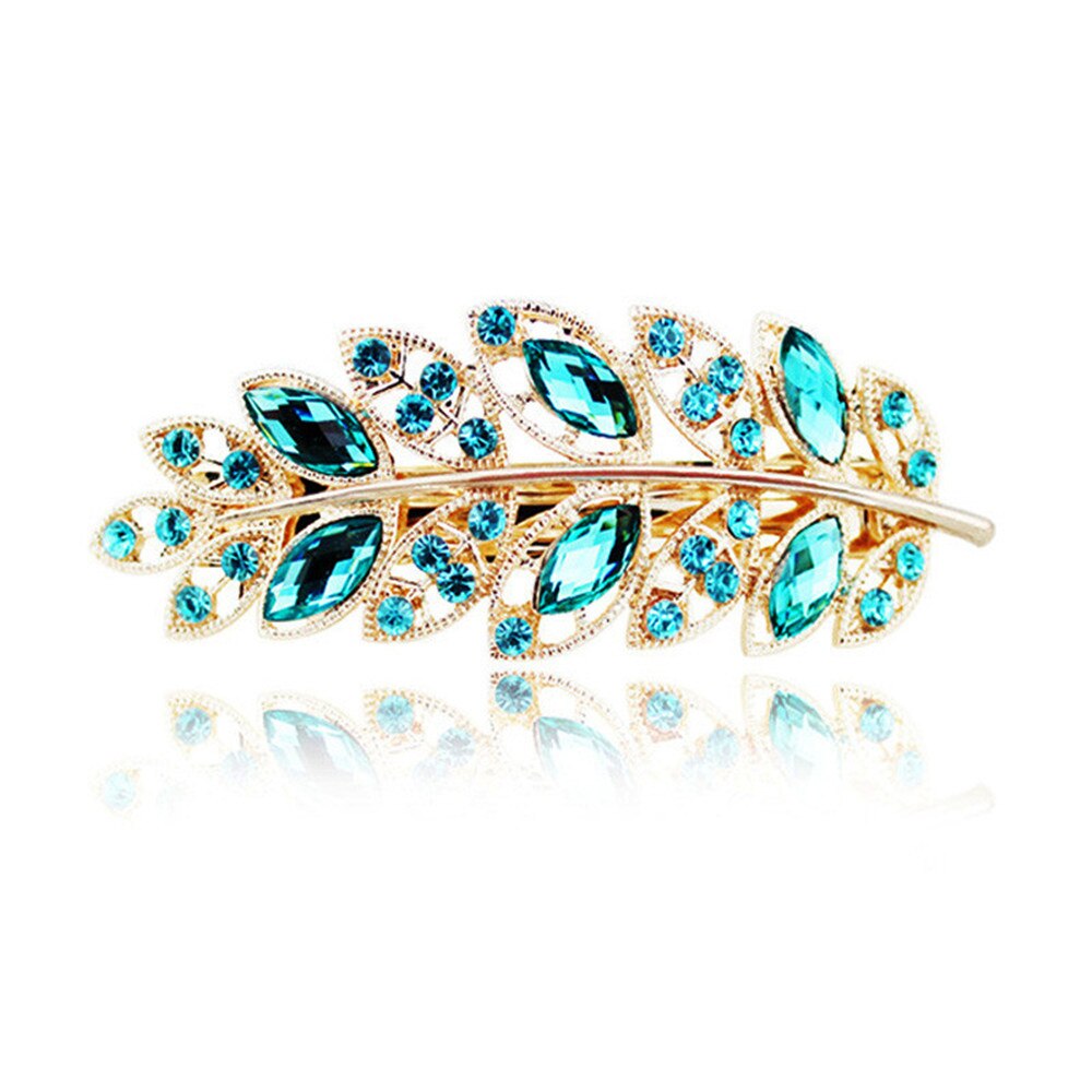 Beauty Women Fashion Hair Clip Creative Leaf Crystal Alloy Rhinestone Barrette Hairpin Headband Korean Hair Accessories Beauty Women Fashion Hair Clip Creative Leaf Crystal Alloy Rhinestone Barrette Hairpin Headband Korean Hair Accessories