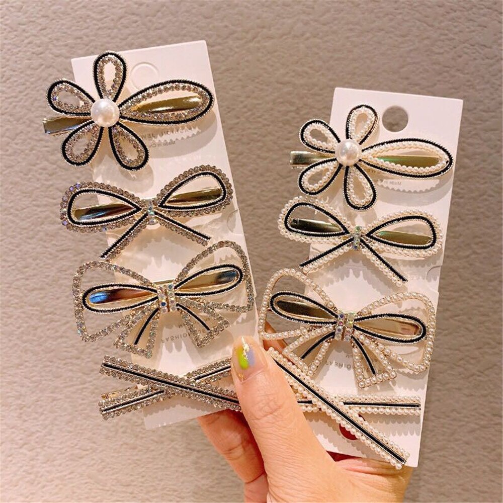 New Women Elegant Luxury Crystals Pearls Bow Flower Hairpins Sweet Headband Hair Clips Barrettes Fashion Hair Accessories New Women Elegant Luxury Crystals Pearls Bow Flower Hairpins Sweet Headband Hair Clips Barrettes Fashion Hair Accessories