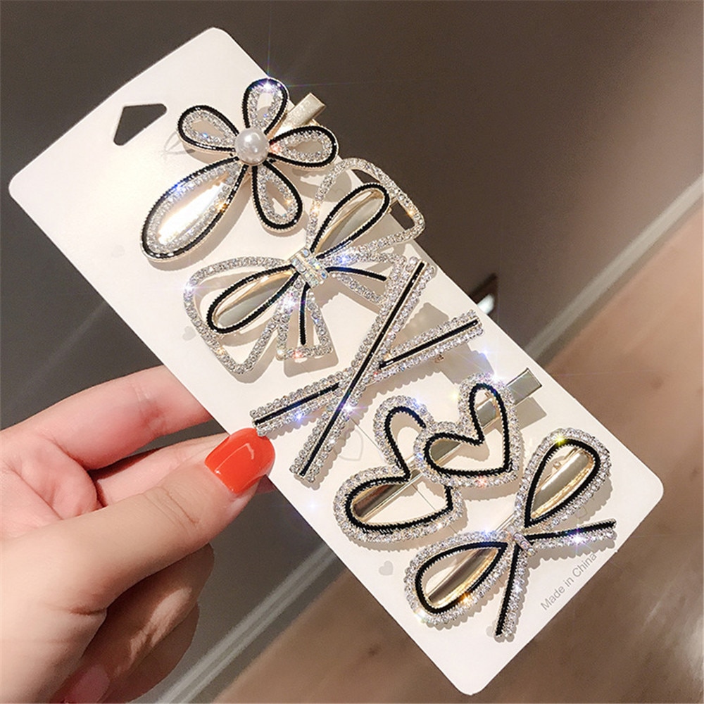 New Women Elegant Luxury Crystals Pearls Bow Flower Hairpins Sweet Headband Hair Clips Barrettes Fashion Hair Accessories New Women Elegant Luxury Crystals Pearls Bow Flower Hairpins Sweet Headband Hair Clips Barrettes Fashion Hair Accessories