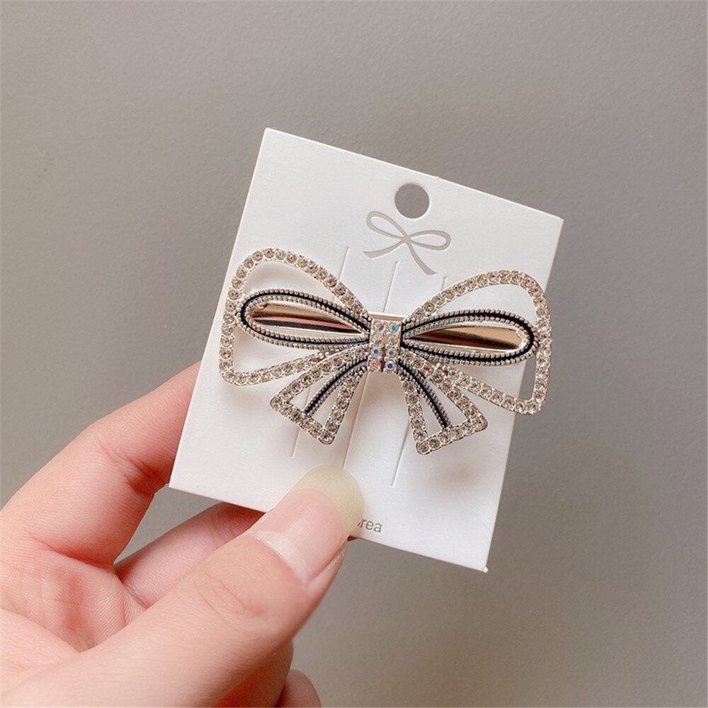 New Women Elegant Luxury Crystals Pearls Bow Flower Hairpins Sweet Headband Hair Clips Barrettes Fashion Hair Accessories