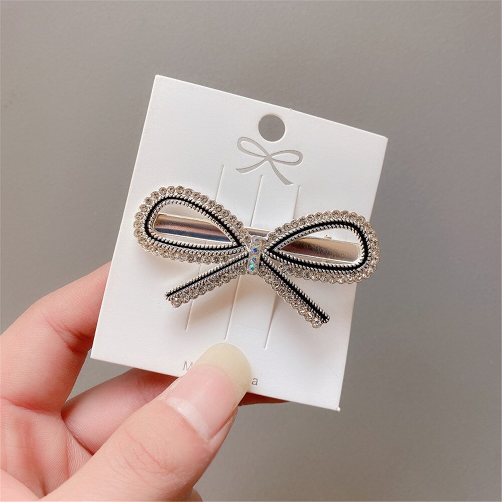 New Women Elegant Luxury Crystals Pearls Bow Flower Hairpins Sweet Headband Hair Clips Barrettes Fashion Hair Accessories