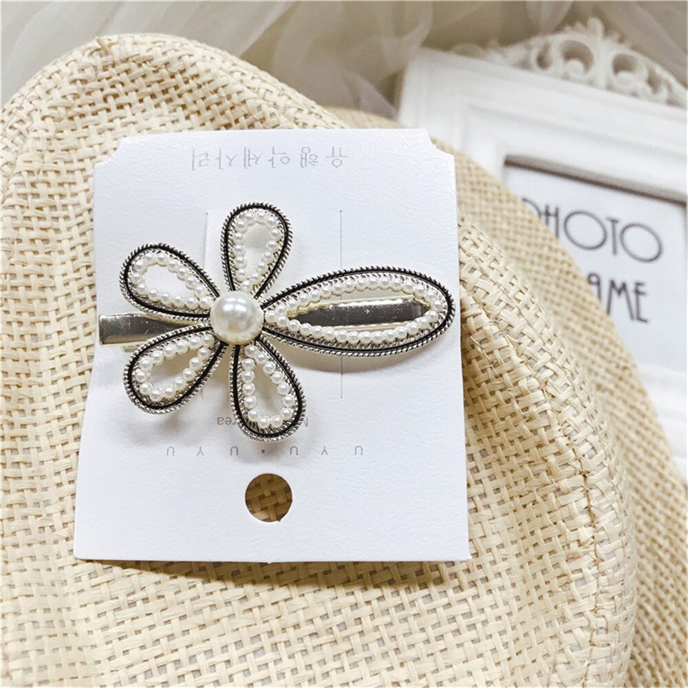 New Women Elegant Luxury Crystals Pearls Bow Flower Hairpins Sweet Headband Hair Clips Barrettes Fashion Hair Accessories