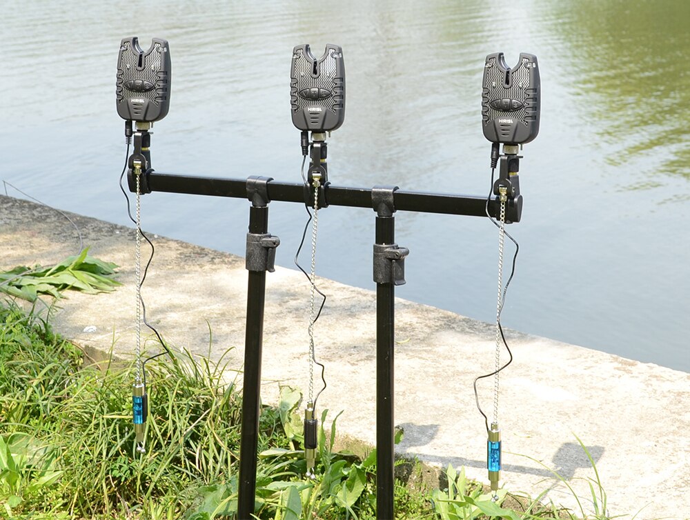 3 Carp Fishing Bite Alarm and Swinger Set Water Resistant Blue LED Fishing Swingers Fish Bite Indicator