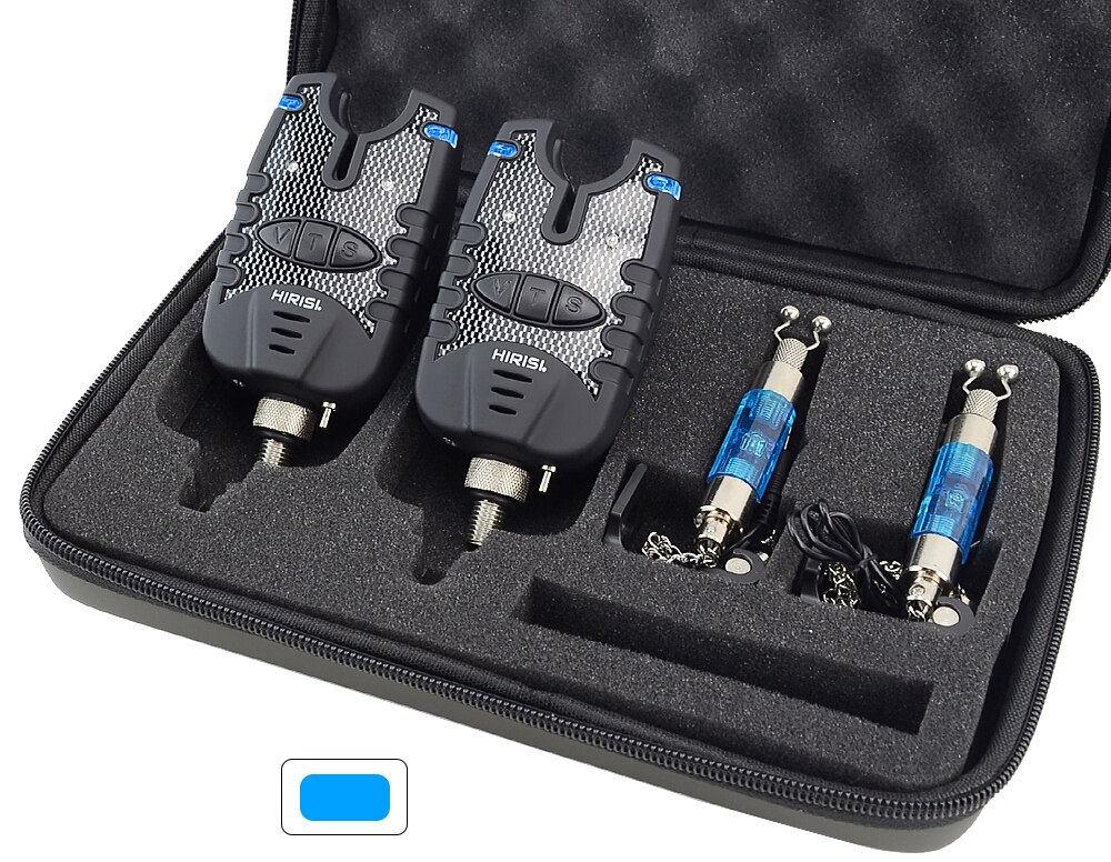 3 Carp Fishing Bite Alarm and Swinger Set Water Resistant Blue LED Fishing Swingers Fish Bite Indicator