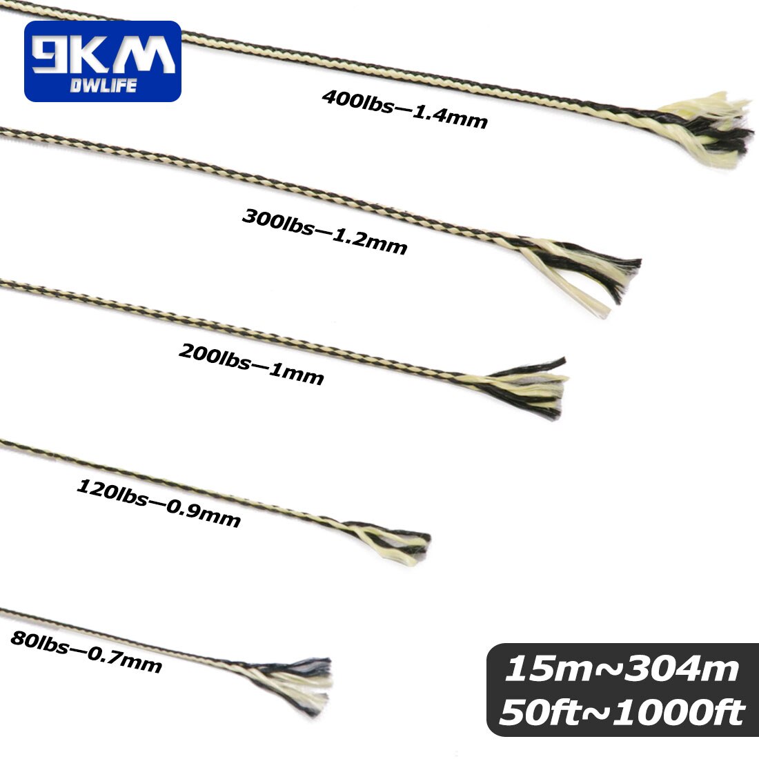 Kevlar Line 80~400lb Braided Fishing Assist Line Kite Flying String Outdoor Camping Hiking Dirt-resistant Yellow&black 50~1000ft Kevlar Line 80~400lb Braided Fishing Assist Line Kite Flying String Outdoor Camping Hiking Dirt-resistant Yellow&black 50~1000ft