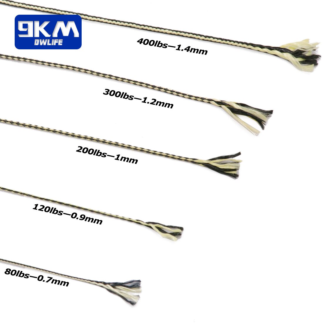 Kevlar Line 80~400lb Braided Fishing Assist Line Kite Flying String Outdoor Camping Hiking Dirt-resistant Yellow&black 50~1000ft