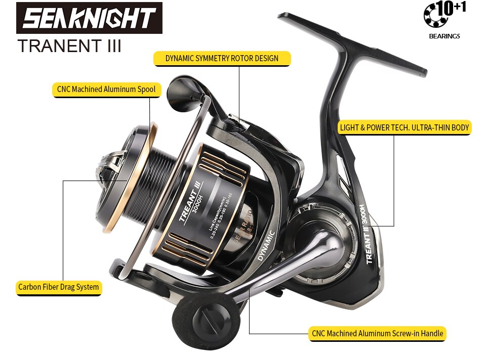 SeaKnight Brand TREANT III Series 5.0:1 5.8:1 Fishing Reels 1000-6000 MAX Drag 28lb Power Spinning Reels Dual Bearing System