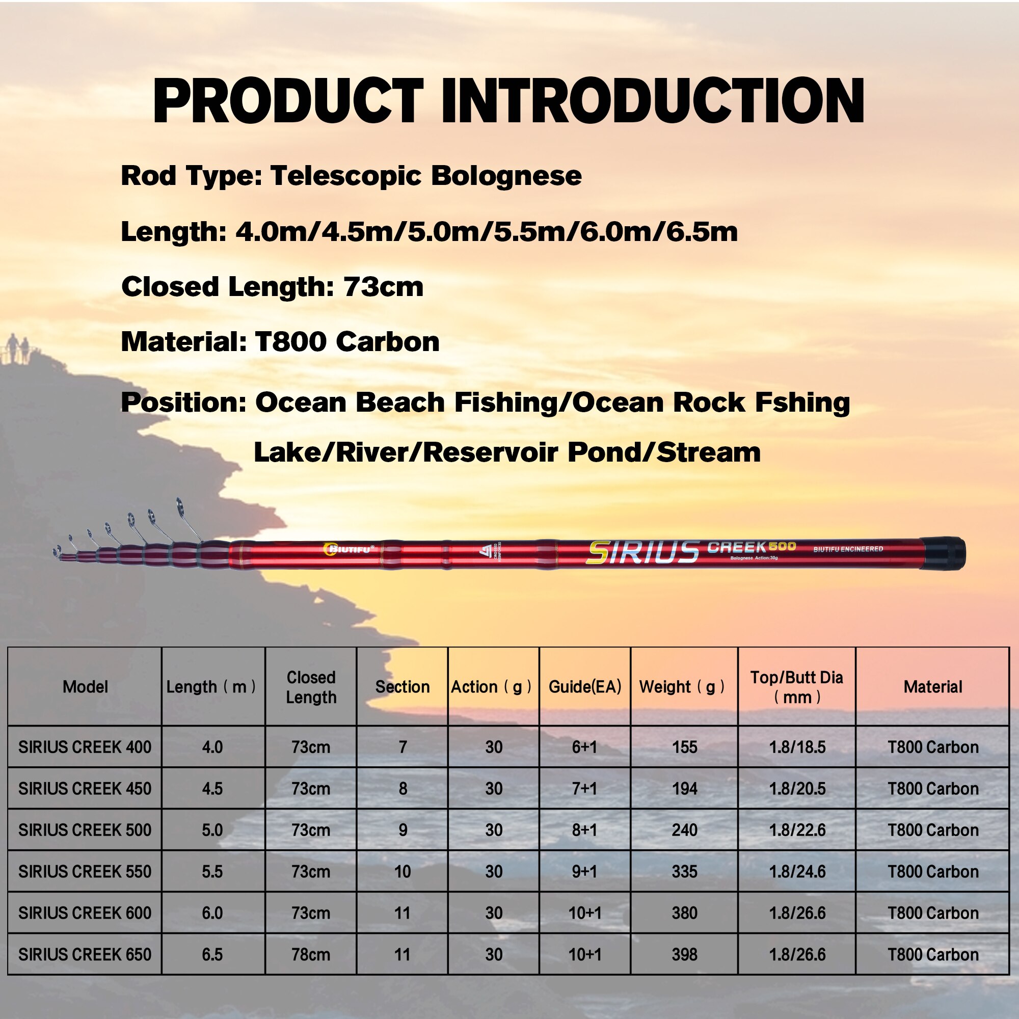 BIUTIFU Telescopic Fishing Rod 4/4.5/5/5.5/6/6.5m T800 Carbon Travel UltraLight Spinning Float Outdoor 30g Trout Bolognese Pole BIUTIFU Telescopic Fishing Rod 4/4.5/5/5.5/6/6.5m T800 Carbon Travel UltraLight Spinning Float Outdoor 30g Trout Bolognese Pole
