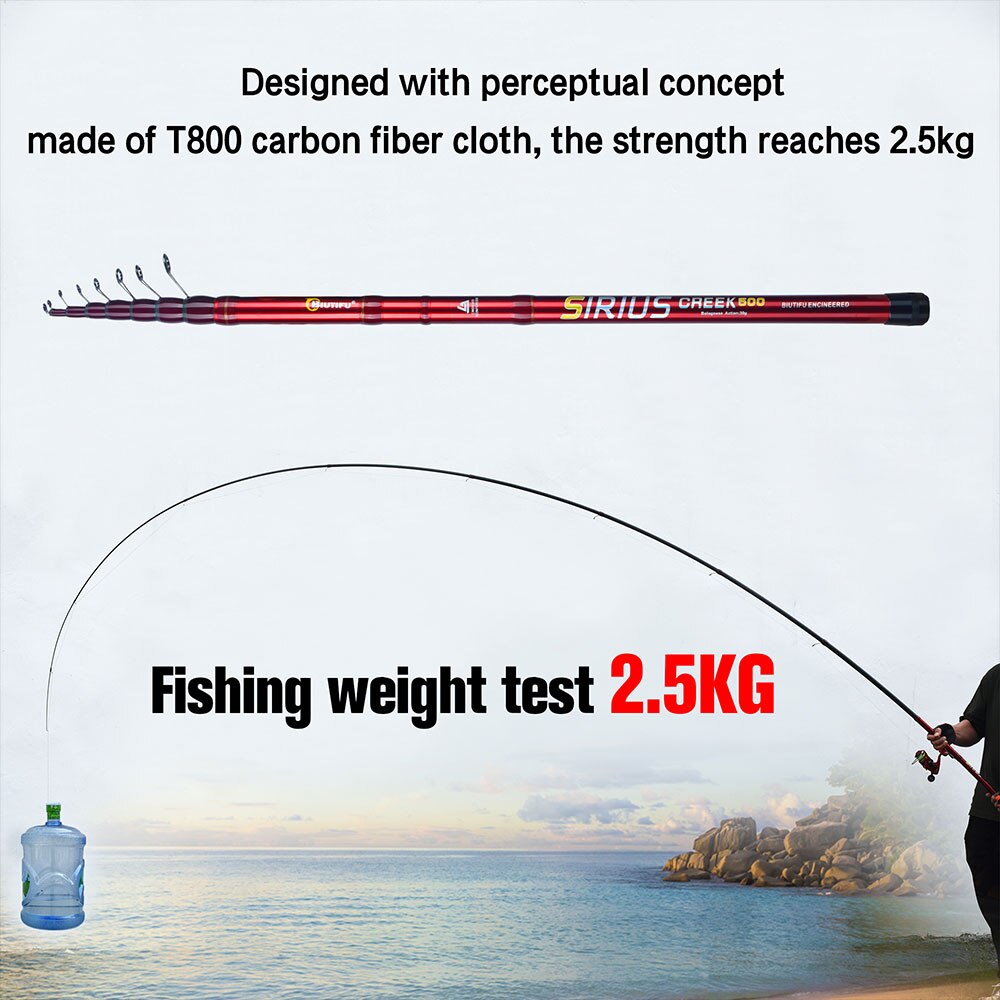 BIUTIFU Telescopic Fishing Rod 4/4.5/5/5.5/6/6.5m T800 Carbon Travel UltraLight Spinning Float Outdoor 30g Trout Bolognese Pole