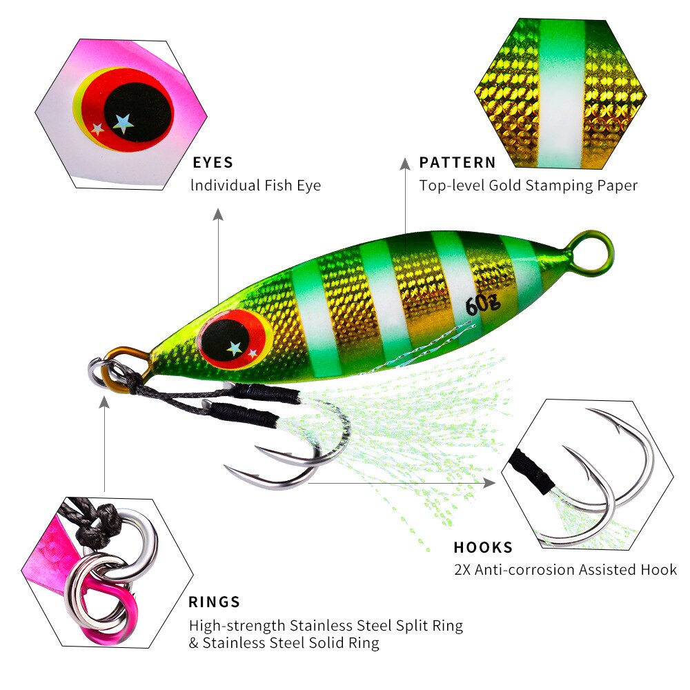 10 Pcs/Set Metal Hard Jig Lure Artificial Bait Shore Slow Jigging Super Bass Fishing Tackle 10g 20g 30g 40g 60g Supply Wholesale 10 Pcs/Set Metal Hard Jig Lure Artificial Bait Shore Slow Jigging Super Bass Fishing Tackle 10g 20g 30g 40g 60g Supply Wholesale