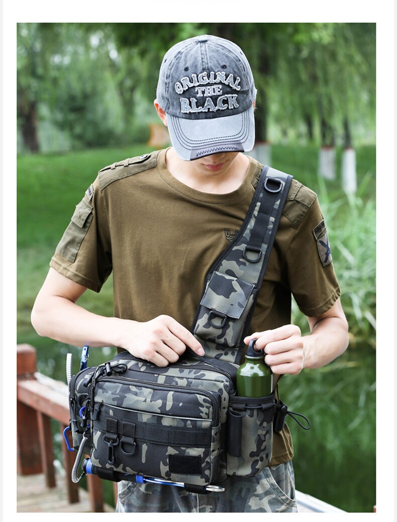 Multifunctional Fishing Tackle Bags Single Shoulder Crossbody Bag Waist Pack Fish Lures Gear Utility Storage Fishing Bag  X232G