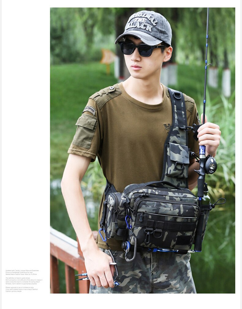Multifunctional Fishing Tackle Bags Single Shoulder Crossbody Bag Waist Pack Fish Lures Gear Utility Storage Fishing Bag  X232G