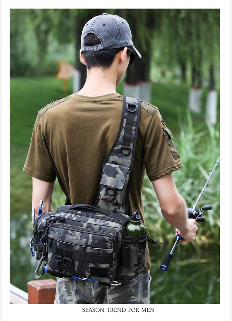 Multifunctional Fishing Tackle Bags Single Shoulder Crossbody Bag Waist Pack Fish Lures Gear Utility Storage Fishing Bag  X232G