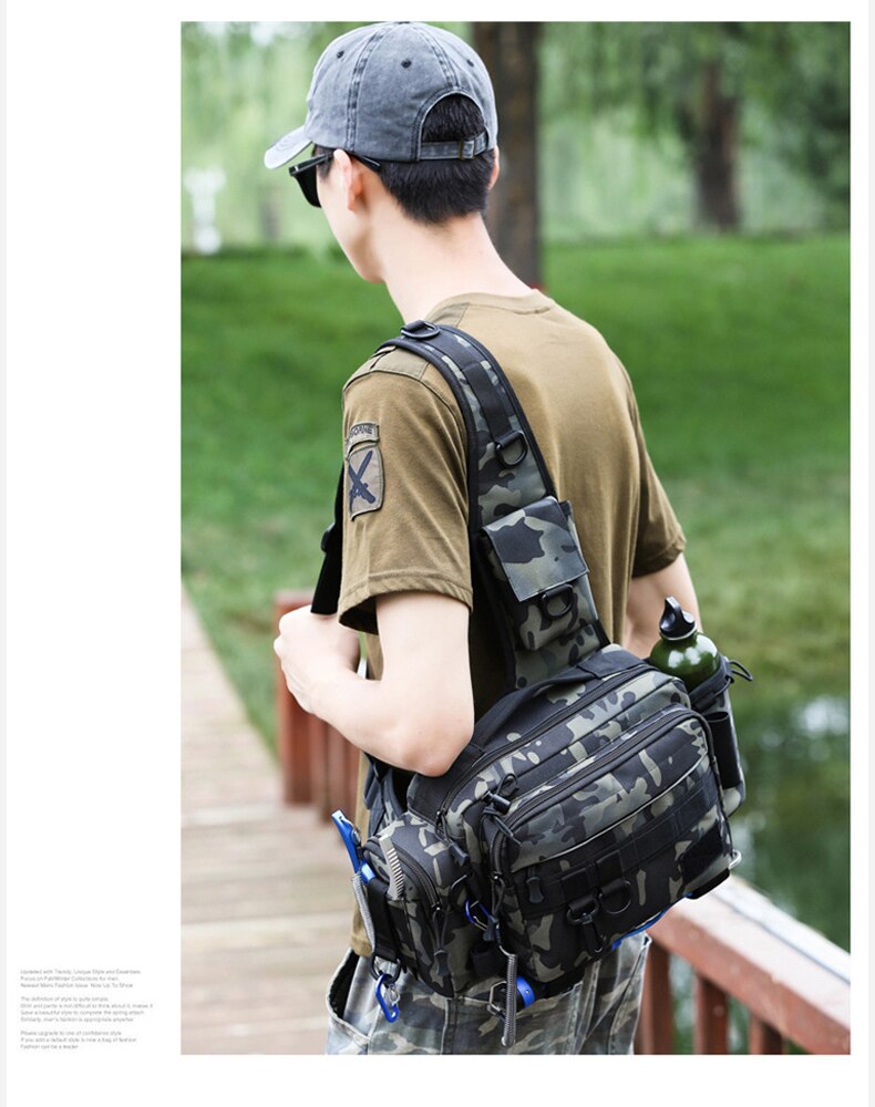 Multifunctional Fishing Tackle Bags Single Shoulder Crossbody Bag Waist Pack Fish Lures Gear Utility Storage Fishing Bag  X232G