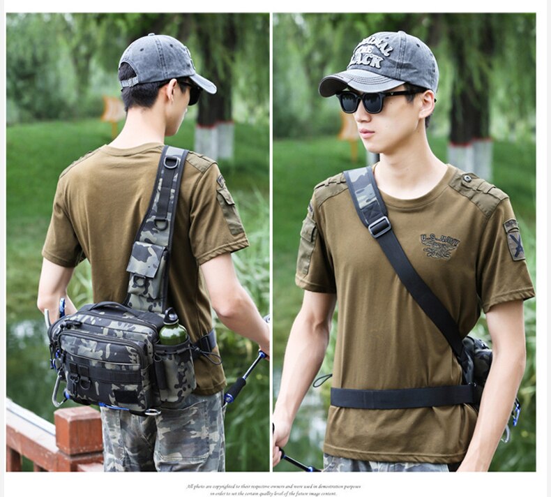 Multifunctional Fishing Tackle Bags Single Shoulder Crossbody Bag Waist Pack Fish Lures Gear Utility Storage Fishing Bag  X232G