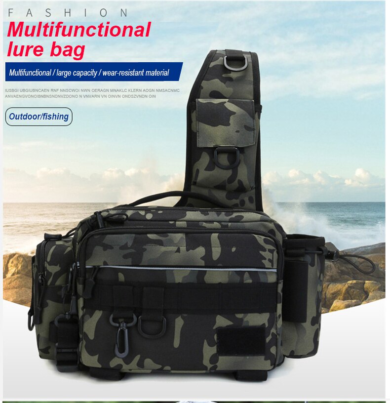 Multifunctional Fishing Tackle Bags Single Shoulder Crossbody Bag Waist Pack Fish Lures Gear Utility Storage Fishing Bag  X232G