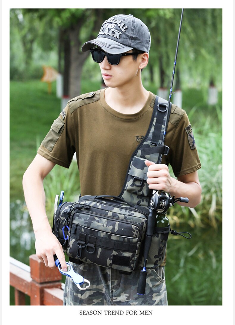Multifunctional Fishing Tackle Bags Single Shoulder Crossbody Bag Waist Pack Fish Lures Gear Utility Storage Fishing Bag  X232G