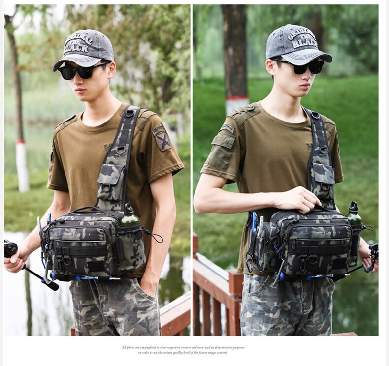 Multifunctional Fishing Tackle Bags Single Shoulder Crossbody Bag Waist Pack Fish Lures Gear Utility Storage Fishing Bag  X232G